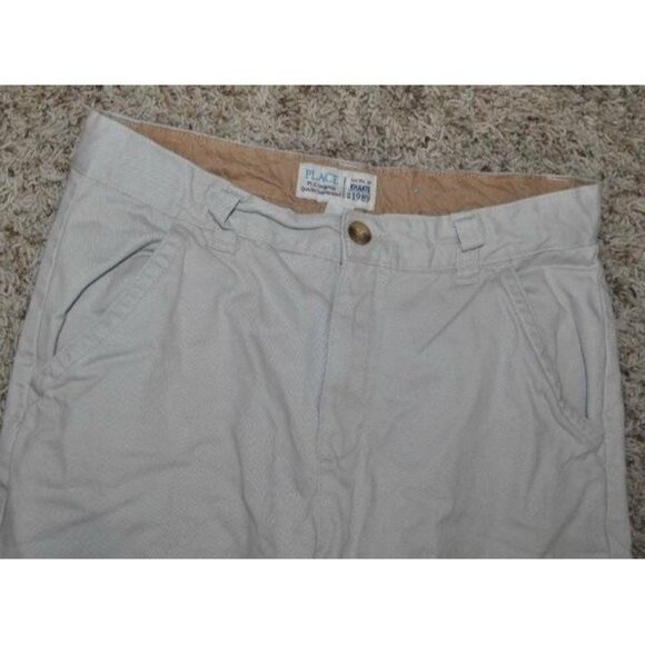 Boys Khakis The Childrens Place Pants 14 Beige Flat Front Adjustable Waist Dress - Picture 2 of 5